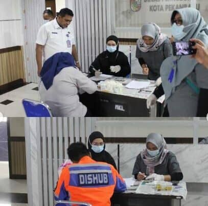 Deteksi Dini melalui Tes Urine di lingkungan Dinas Perhubungan (Dishub) Kota Pekanbaru.